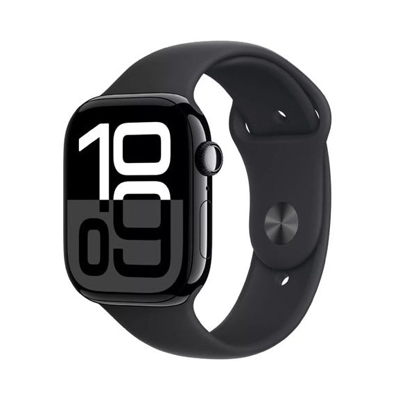 ساعة آبل واتش سيريس 10 - GPS - مقاس 46 ملم - بهيكل من الألومنيوم بلون أسود مع سوار رياضي أسود مقاس M/L ساعة آبل واتش سيريس 10 - GPS - مقاس 46 ملم - بهيكل من الألومنيوم بلون أسود مع سوار رياضي أسود مقاس M/L